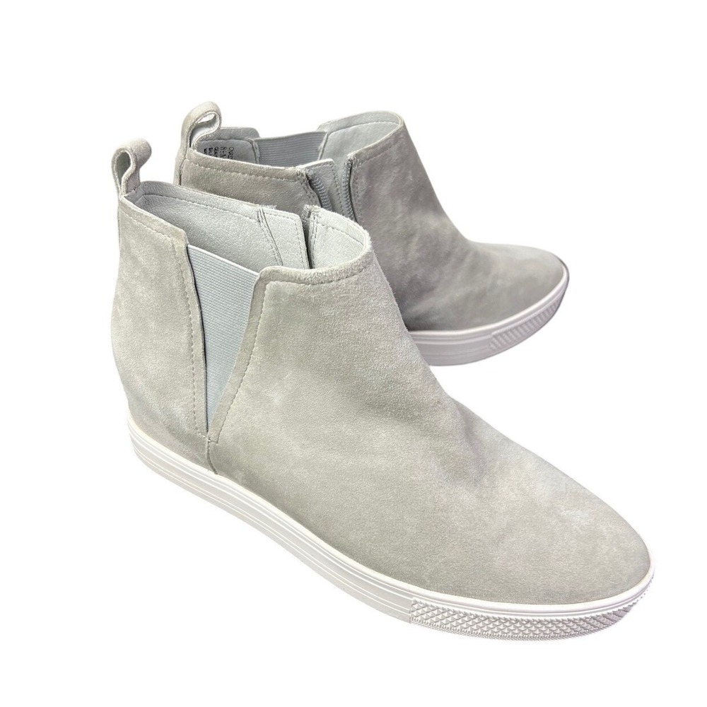 Nordstrom Aidy Water Resistant Gray Suede‎ Leather Wedge Ankle Booties Size 8.5